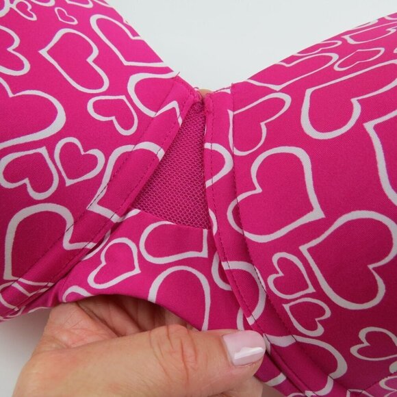 CACIQUE Women's Magenta Pink Hearts Full Coverage Underwire Bra 42DDD - Picture 2 of 7